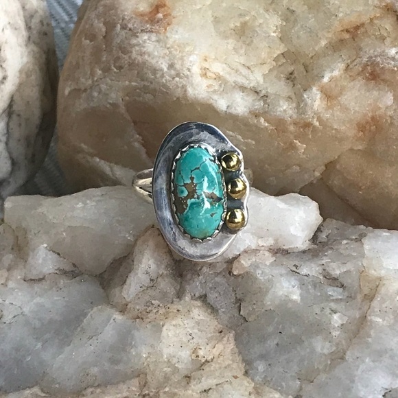 AUSTRALIAN VARISCITE 2-tone 925 sterling ring 8.5 - Picture 6 of 7